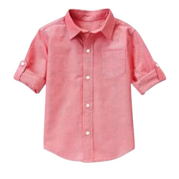 Janie and Jack Pink Roll Cuff Oxford Dress Shirt Button Up Toddler Boy 2T NWT - Picture 1 of 6